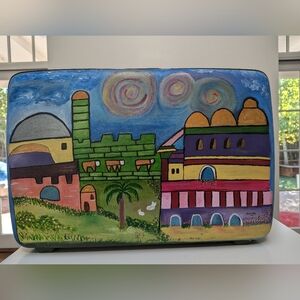 Hand painted vintage suitcase